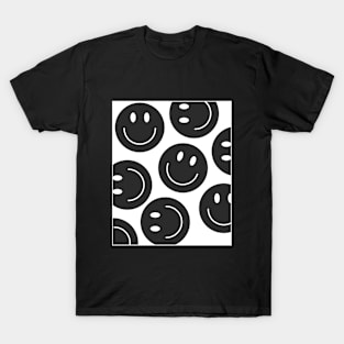 Black and White Smile Emojis T-Shirt